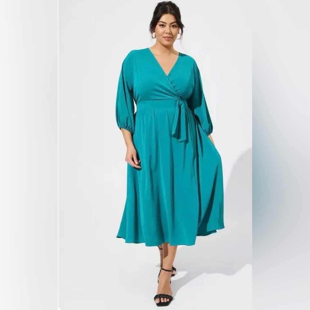 Torrid Teal Wrap Midi Dress